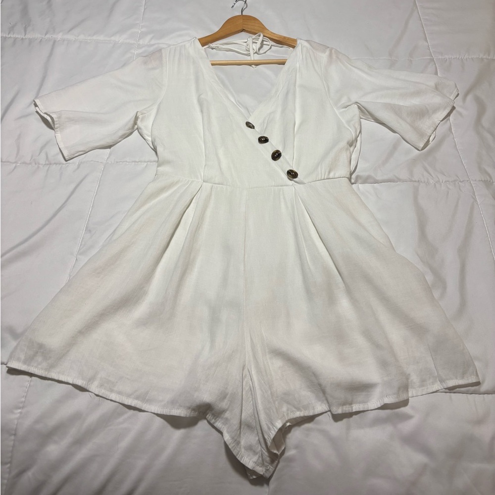 Trixxi Elegant White Linen Look Romper